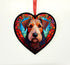 Airedale Terrier Stained Glass Effect Heart Suncatcher